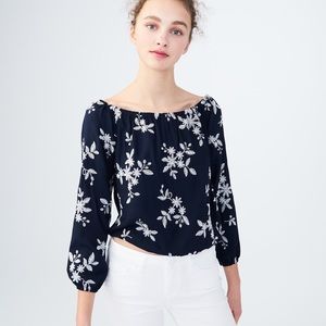 Aeropostale Navy Off-the-Shoulder Embroidered Top